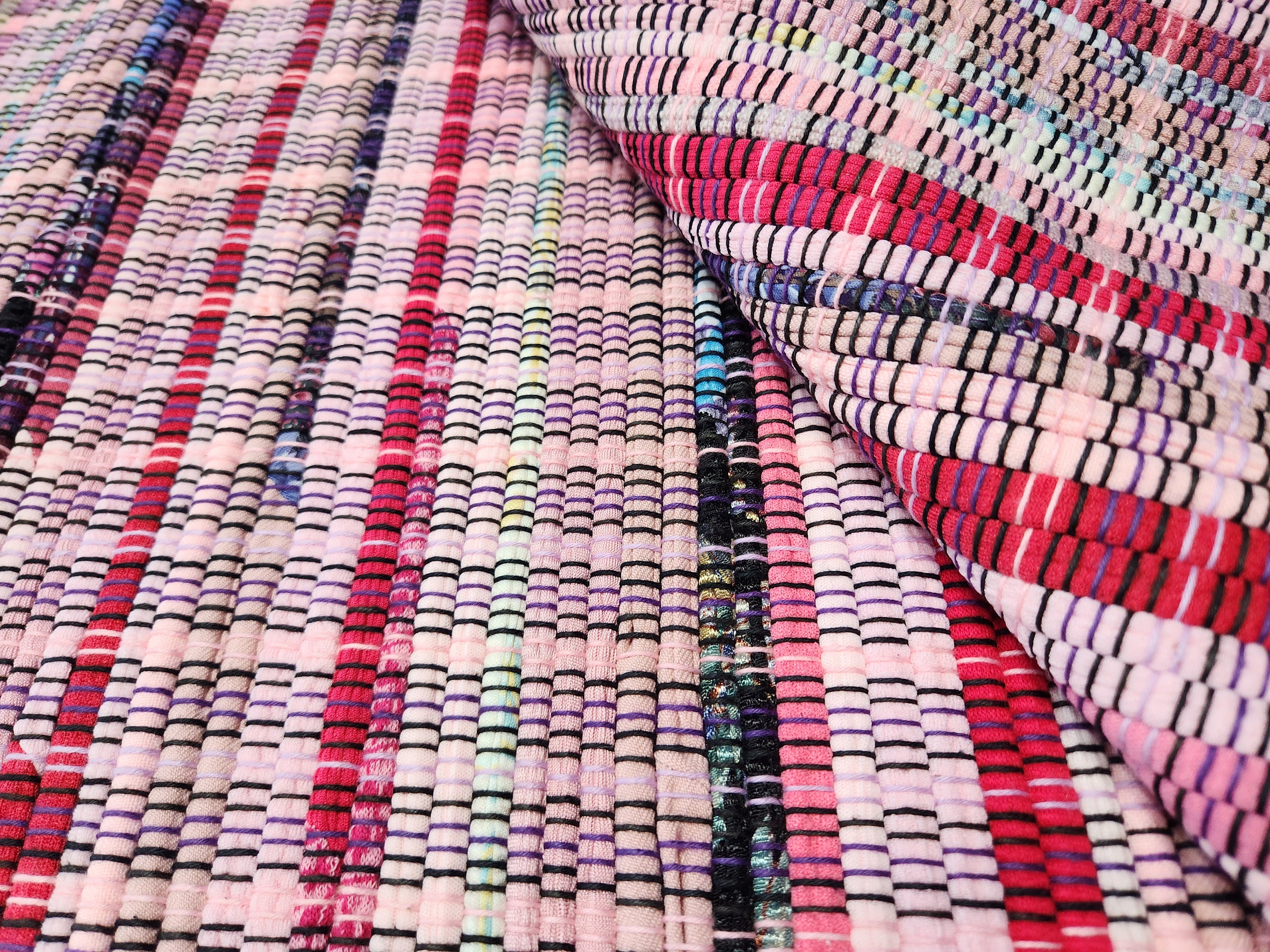 Upcycled Rag Shades of Pink Rag Rugs, Handwoven Rag Rug, Upcycled Fabrics, 26x37 ...