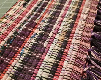 Shades of pink  rag rugs, handwoven rag rug