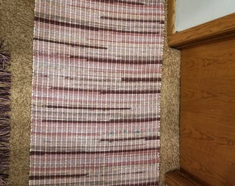 Handwoven Pink Mauve Rag Rug: Reversible Accent Rug