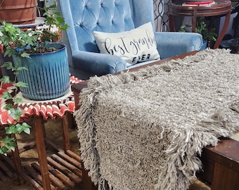 Toupe table runner, 49x17 inches, narrow rag rug
