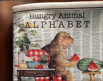 Toddler Cloth Books - Child Friendly Cloth Book -Hungry Animal Alphabet Fabric Storybook  - Toddler Soft Book - Child Toy - Child Gift