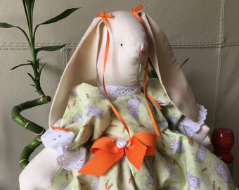 Spring Cloth Bunny - Easter Basket Bunny - Child Friendly Doll - Farmhouse - Summer Bunny - Country Bunny - Rag Doll - Rabbit