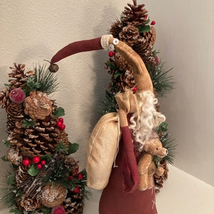 St. Jigs Holiday Display, Whimsical Santa Claus Decoration, Holiday Table Decoration, Christmas Shelf Sitter, Teddy Bear, Holiday Decor image 1