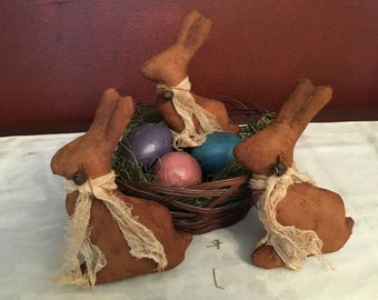 Primitive Milk Chocolate Easter Bunny - Spring Bowl Filler - Easter Basket - Primitive Room Accent - Table Decoration - Easter Room Decor