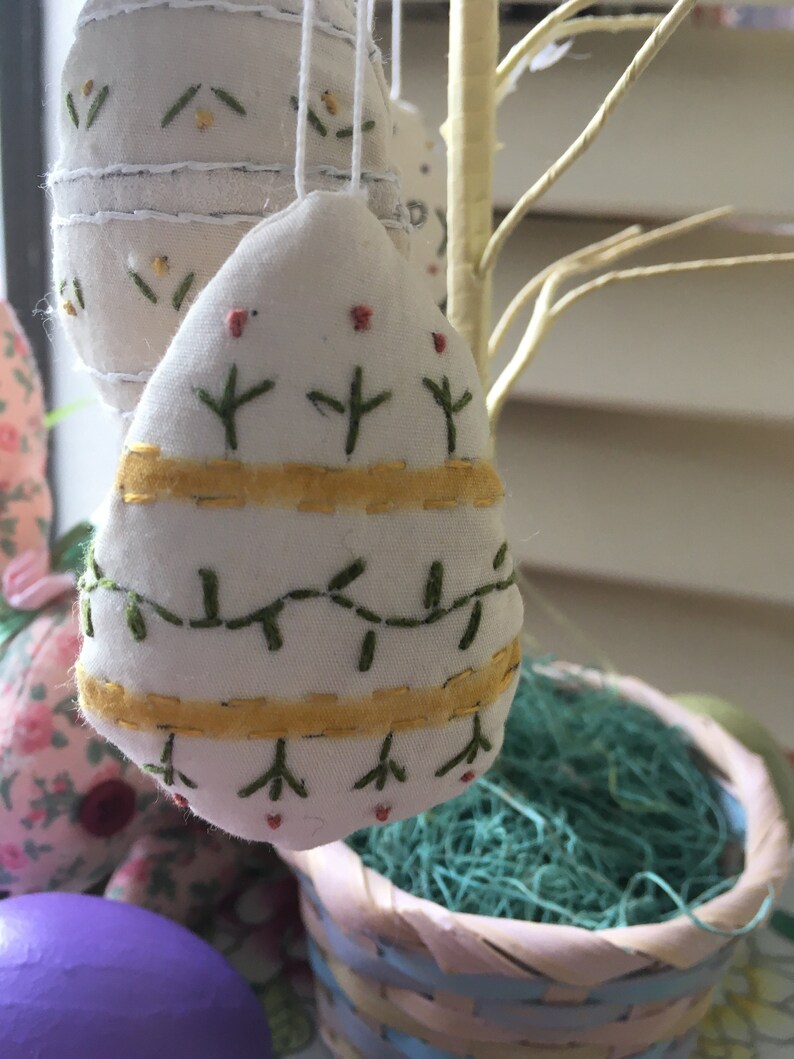 Embroidered Easter Egg Spring Decoration Easter Bowl Filler Easter Room Decor Easter Ornament Spring Bowl Filler Spring Accent image 3