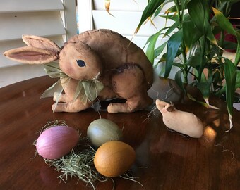 Primitive Rabbit - Primitive Easter Decoration - Primitive Mouse - Spring Table Decor - Spring Room Accent - Rustic Room Decor - Easter