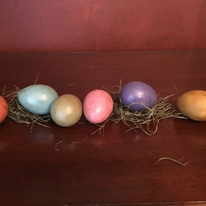 Six Primitive Easter Eggs - Antiqued Paper Mache Eggs - Spring Bowl Fillers - Spring - Easter Table Accent - Easter Basket Decor