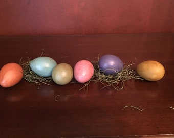 Six Primitive Easter Eggs - Antiqued Paper Mache Eggs - Spring Bowl Fillers - Spring - Easter Table Accent - Easter Basket Decor