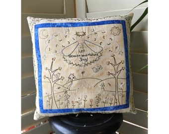 Decorative Accent Pillow - Embroidered Room Decor - Angel - Spring Bunny - Garden Decor - Farmhouse Decor - Floral Room Accent - Christmas