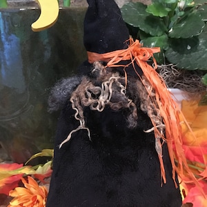 Two Handmade Primitive Witches Whimsical Country Halloween Decor Farmhouse Halloween Table Decor Spells and Potions Spooky Folk Art image 5