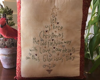 Christmas Tree Pillow - Holiday Room Accent - Country Decor - Festive Pillow - Farmhouse  decor - Primitive Room Decor -  Christmas gift