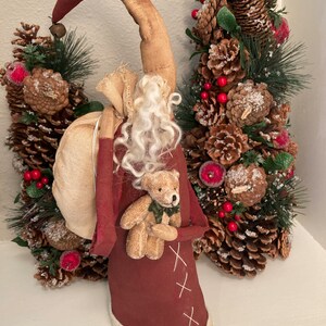 St. Jigs Holiday Display, Whimsical Santa Claus Decoration, Holiday Table Decoration, Christmas Shelf Sitter, Teddy Bear, Holiday Decor image 3
