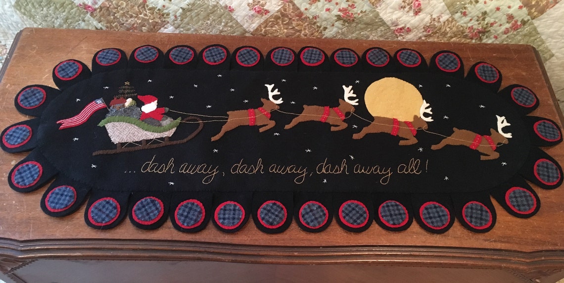 All Through the Night Wool Applique Christmas Wool Table | Etsy