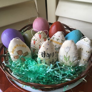 Embroidered Easter Egg Spring Decoration Easter Bowl Filler Easter Room Decor Easter Ornament Spring Bowl Filler Spring Accent image 2