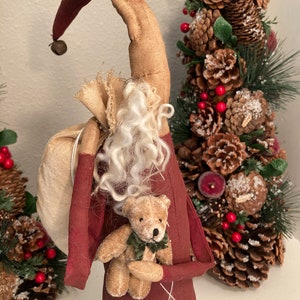 St. Jigs Holiday Display, Whimsical Santa Claus Decoration, Holiday Table Decoration, Christmas Shelf Sitter, Teddy Bear, Holiday Decor image 9