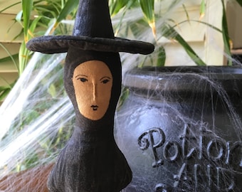 Primitive Witch - Halloween Witch - Folk Art Witch - Halloween Room Decor - Salem Witch - Fall Table Decor - Halloween Table Decoration