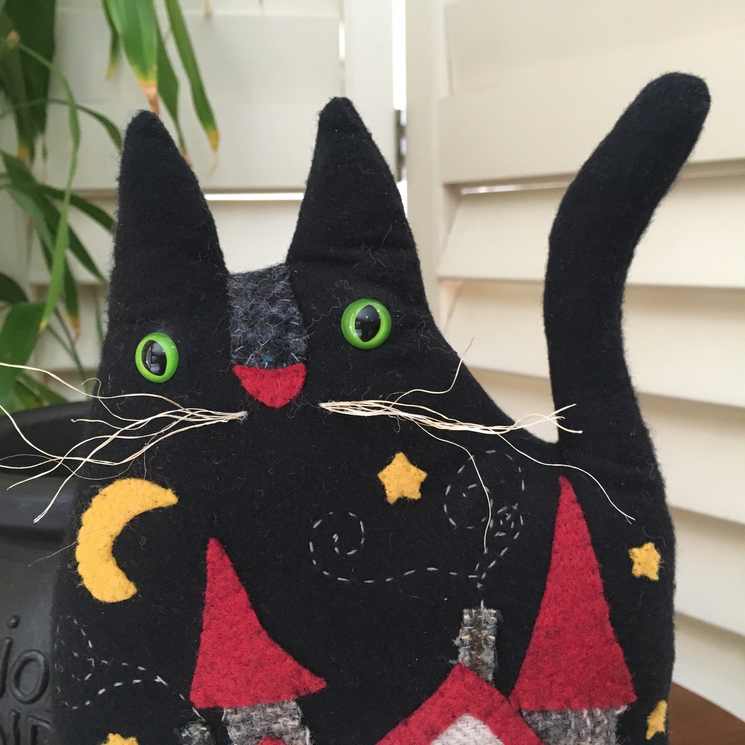 Halloween Cat Pillow Haunted House Pillow Embroidered Cat Etsy