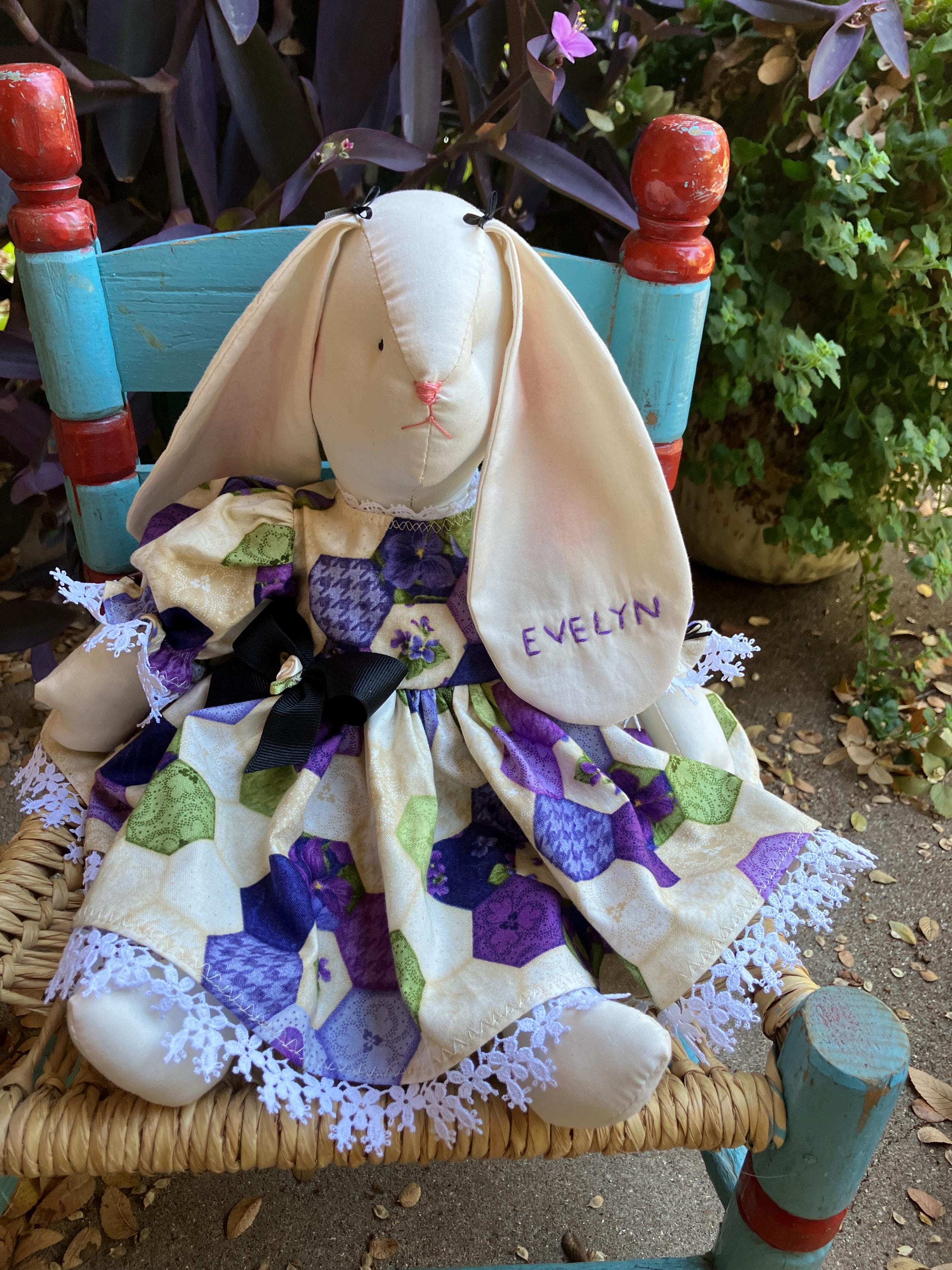 Spring Cloth Bunny - Vintage Apron Strings Fabric - Child Friendly