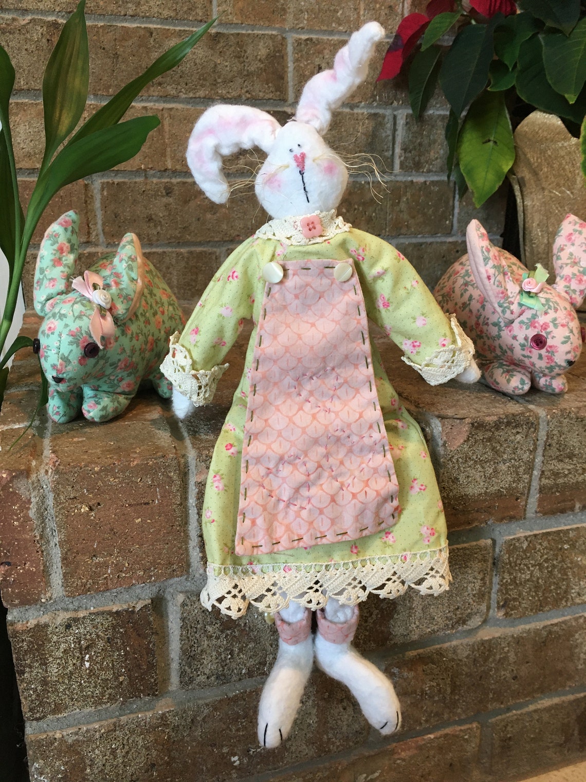 Country Spring Bunny - Spring Rabbit - Cottage Decor - Shelf Sitter ...