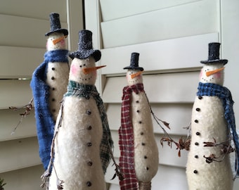 Muñeco de nieve primitivo - Bobina de madera vintage - Muñeco de nieve de bobina de madera - Muñeco de nieve - Sr. Sparkles el Muñeco de Nieve - Decoración de habitación de invierno
