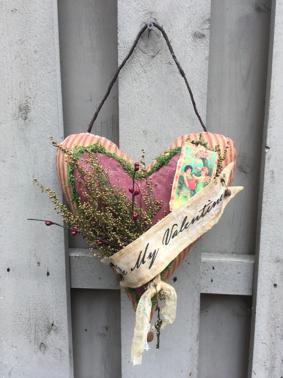 Primitive Valentine Spring Wall Art Primitive Wreath Etsy