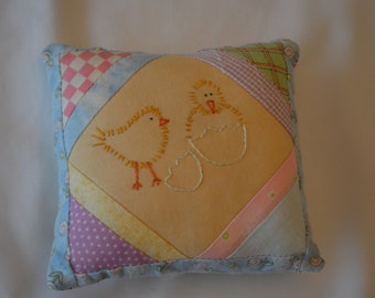 Easter Chick Pillow - Bowl Filler - Easter Tuck - Embroidered Decorative Mini Pillow- Spring Pillow - Easter Room Accent - Country Decor