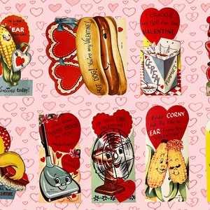 Vintage Valentines Printables | Vintage Valentine Clipart | Valentine PNG | Digital Valentines | Vintage valentines day cards| Corny cards