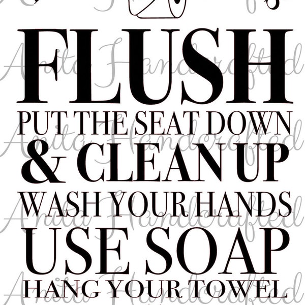 Bathroom Rules Sign Etsy