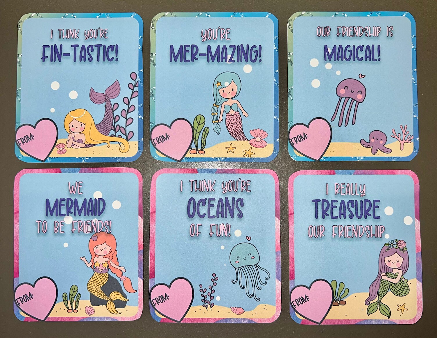 Mermaid Valentines Day Cards Printable | Downloadable Valentines Cards ...