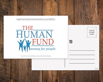 The Human Fund postcard | The Human Fund Greeting Card | Human Fund Card | Money For People  | George Costanza | The Human Fund