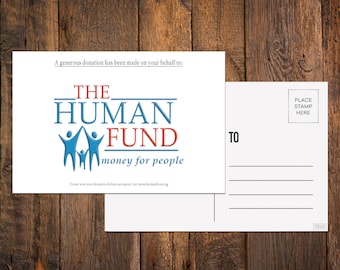 The Human Fund postcard | The Human Fund Greeting Card | Human Fund Card | Money For People  | George Costanza | The Human Fund