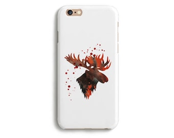 Moose Case Phone iPhone X 8 7 6 6s Tough Slim Plus 5 5s 5c SE Samsung Galaxy S6 S7 Edge Watercolor Silhouette Animal Savage Nature Colorful