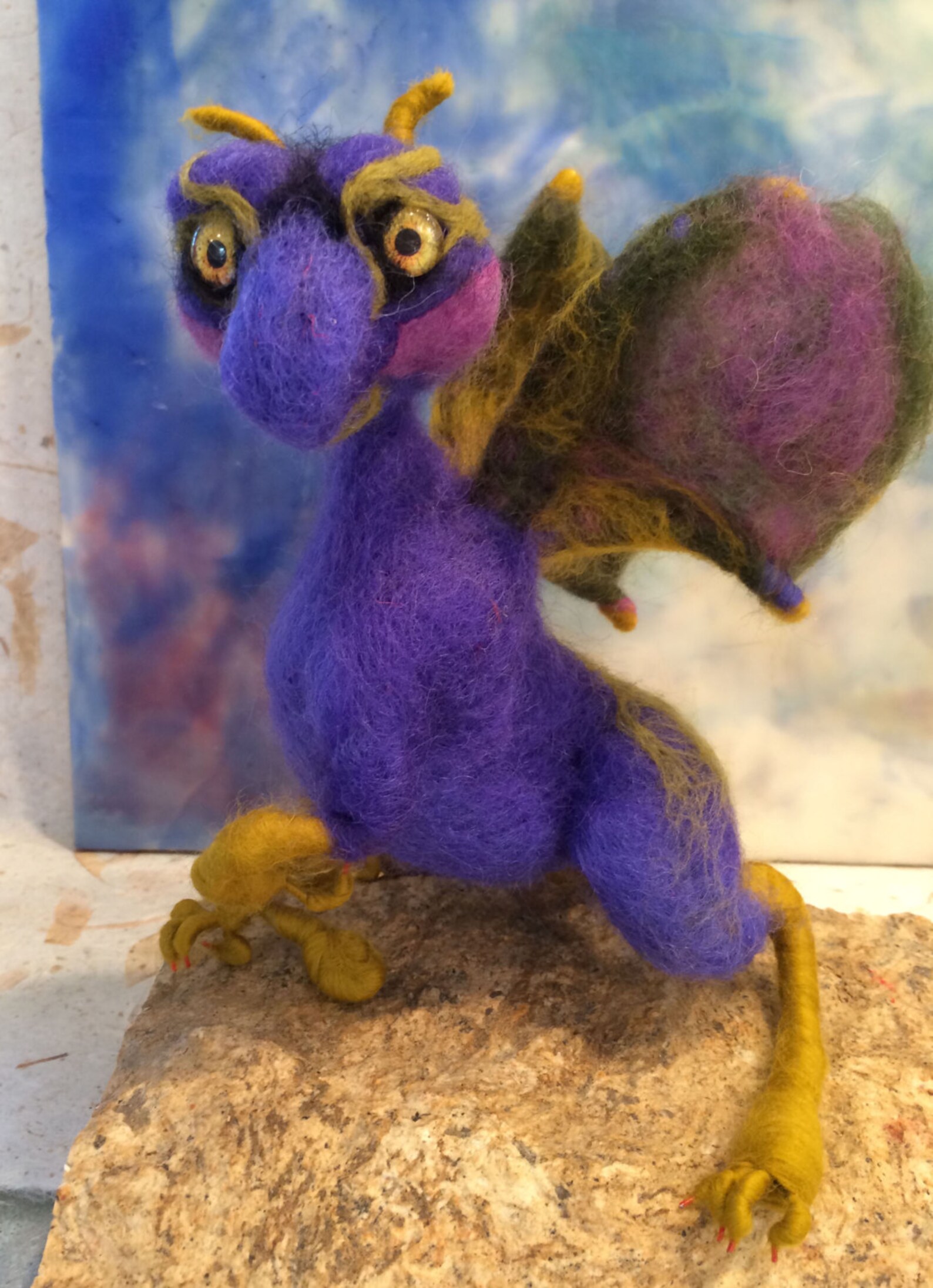 Needle Felted Minature Figurine Blue Boy dragon Poseable Etsy