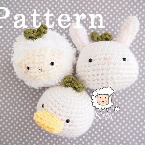 Animal Plants: Spring Edition Crochet Amigurumi PATTERN (Duck, Rabbit, Sheep)