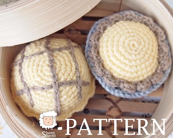 Crochet Pattern - Dim Sum Desserts: Pineapple Bun & Egg Tart (PDF download)