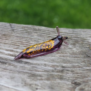 Spotted Slug glass sculpture GLASS SLUG lampwork Glass Animals Handcrafted Snail glass sculpture gift gardener