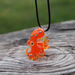 Handcrafted Banded Octopus Murano Glass Pendant - Octopus Glass Rear View Mirror Charm