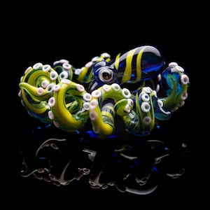 Octopus Pendant Octopus Necklace Glass Pendy Blown Glass Jewellery