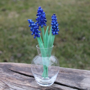 Glass Flower Muscari, Muscari spring arrangement, bouquet, botanical sculpture, Muscari for Gift
