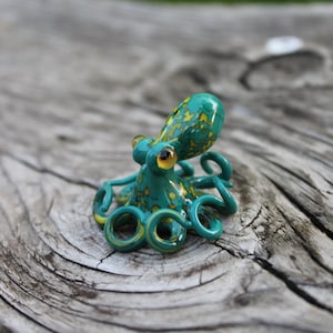 Pulpo Verde y Amarillo de Vidrio Soplado