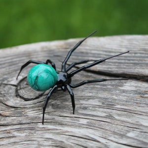 Blown Glass Figurine Art Insect  Black SPIDER, Art Glass Spider Figurine Glass Figurine Animal Figure Glass Sculpture