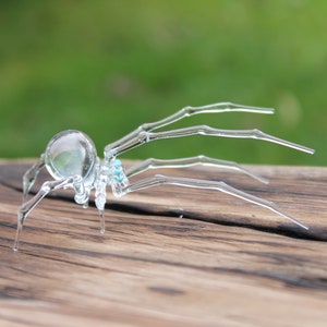 Clear Glass Spider Figurine - Blown Glass Spider - Spider halloween - Spider