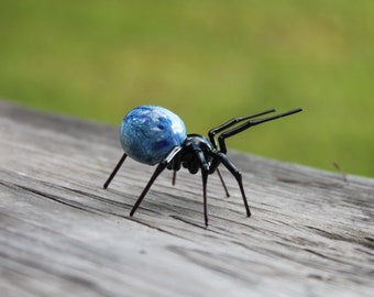 Glass Spider Figurine  Blown Glass Spider Glass Spider Miniature Glass Spider Collection  Animal Glass Figurine  Art Glass Spider