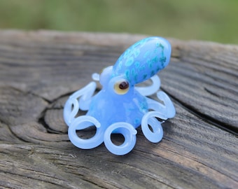 Glass Azure Light Blue Octopus Pendants Glass figurine Octopus Glass Ocean Octopus Kraken Glass Octopus Figurine