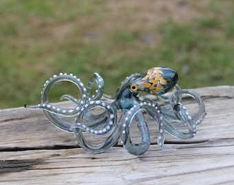 Glass Octopus Sculpture Squid Kraken Cephalopod Blown Glass Octopus Glass Octopus Ocean Octopus Sculpture Squid