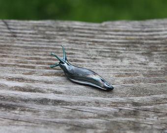 Spotted Slug glass sculpture GLASS SLUG lampwork Glass Animals Handcrafted Snail glass sculpture gift gardener