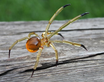 Glass Hand-Blown Glass Spider Collectible Figurine, Glass Spider Figurine,Glass Insect, Blown Glass Spider, Spider halloween