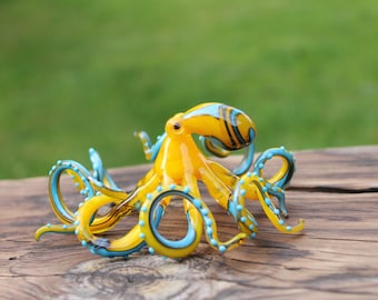 Blown Glass Octopus glass figurine Octopus Glass Ocean Octopus  Kraken Glass Octopus Figurine