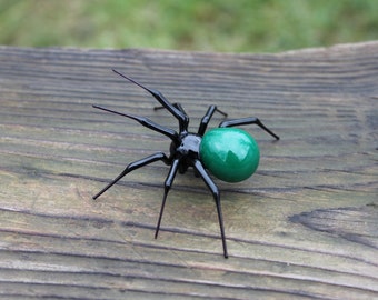 Green Turquoise Handmade Craft Spider Glass  Art Glass Spider Figurine Glass Figurine Insects Figure Glass Sculpture Gift for him