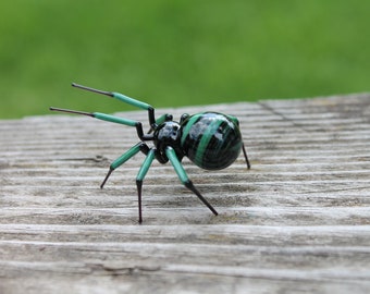 Spinne Tiere Glas, Art Glass, Mundgeblasenes Glas, Skulptur aus Glas, mundgeblasene Glasfigur